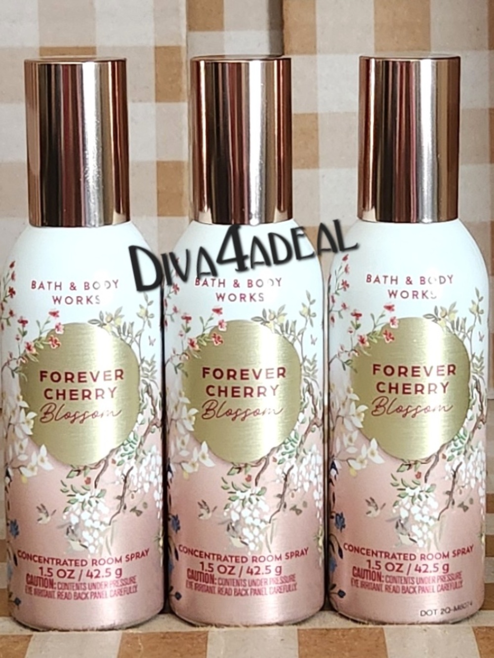 3X Bath & Body Works FOREVER CHERRY BLOSSOM Concentrated Room Spray Bundle